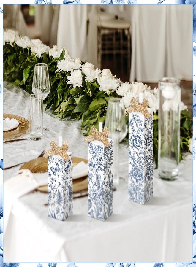 مجموعة ديكور طاولة عيد الميلاد من MiniInflat مكونة من 3 قطع، بتصميم صيني، لوحة زرقاء وبيضاء مزخرفة بالزهور، صينية متعددة الطبقات بتصميم صيني، قطعة مركزية من الخزف والخشب لتزيين طاولة عيد الميلاد في المنزل أو المطبخ أو رف المدفأة أو المكتب - Image 5